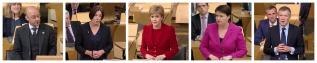 Patrick Harvie, Kezia Dugdale, Nicola Sturgeon, Ruth Davidson, Willie Rennie