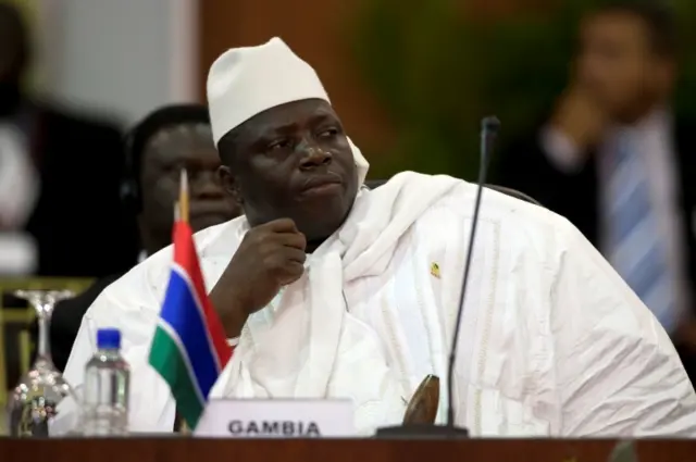 Gambia"s President Yahya Jammeh attends the plenary session of the Africa-South America Summit on Margarita Island September 27, 2009