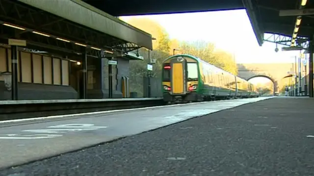 Train leaving platform