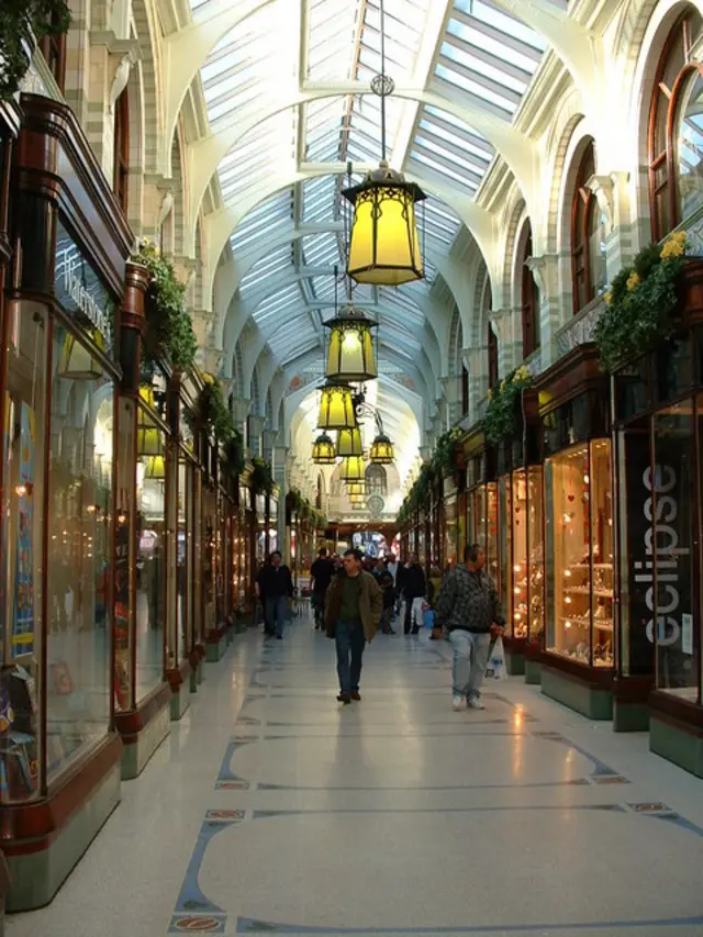 The Royal Arcade in Norwich, with shoppers