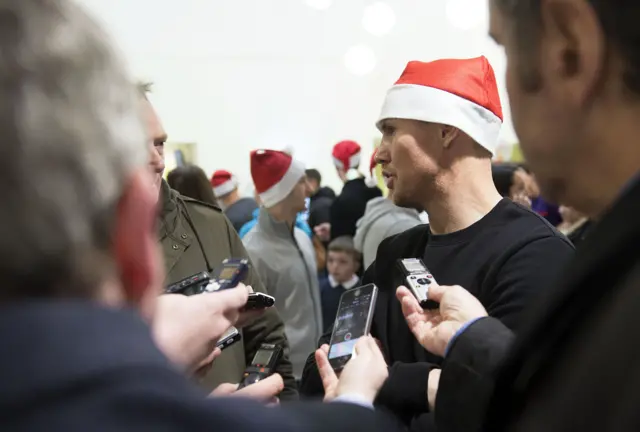 Kenny Miller talks to the media