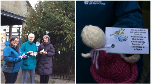 People with knitted angels