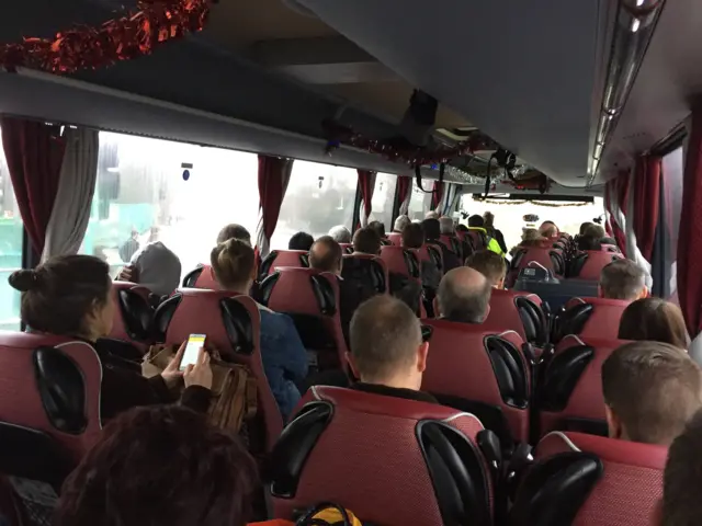 Interior of rail replacement bus