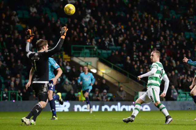 Leigh Griffiths scores Celtic's seventh goal in a one-sided contest