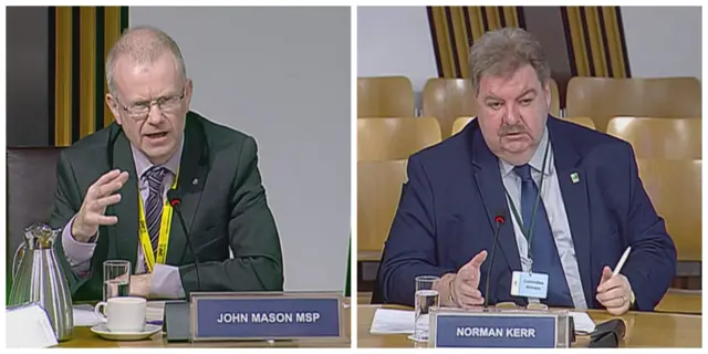 SNP MSP John Mason and Norman Kerr, Director, Energy Action Scotland