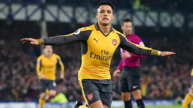 Alexis Sanchez of Arsenal celebrates