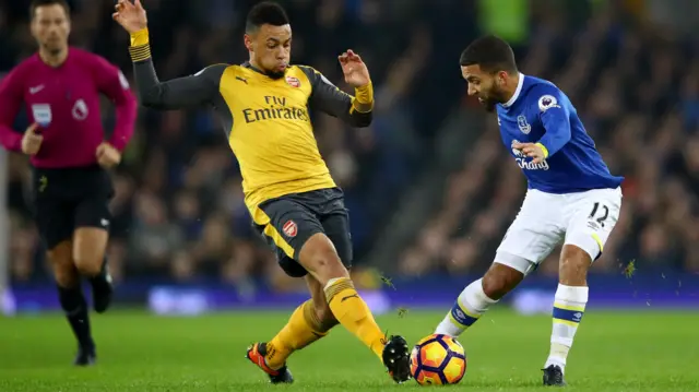 Francis Coquelin of Arsenal and Aaron Lennon of Everton