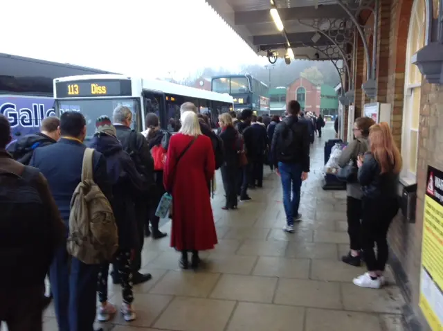 Outside Ipswich station