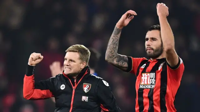 Eddie Howe and Steve Cook at full-time