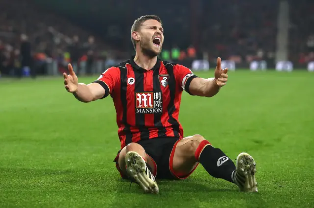 Simon Francis of AFC Bournemouth reacts