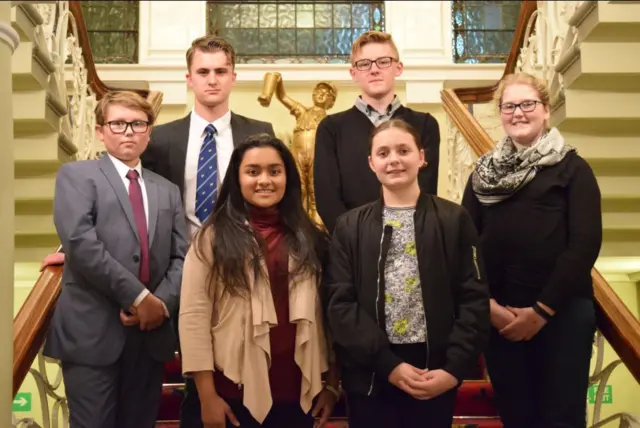 Left to right: Ryan and Cameron, Sultana, Zac, Ella and Robin.