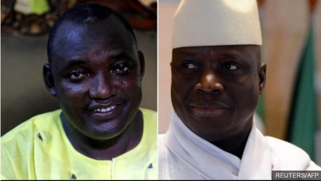 Yahya Jammeh, right, lost the election to Adama Barrow, left