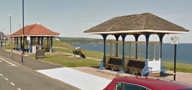 Shelters on Whitby's West Cliff