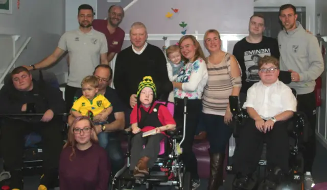 Russell Martin and Steven Whittaker with families from Quidenam