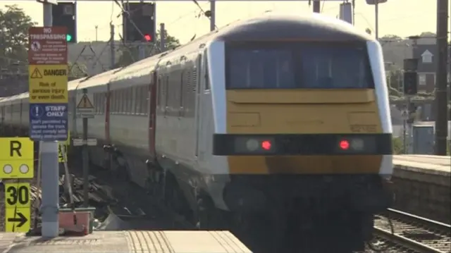 Greater Anglia train departing Norwich station