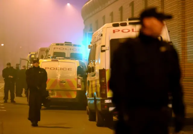 Police officers outside HMP Birmingham