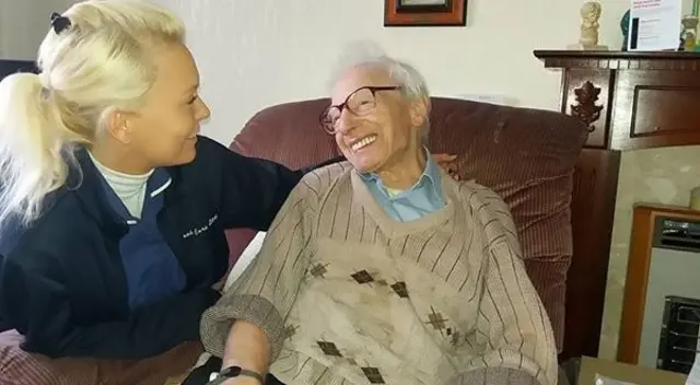 Albert from Manor Top with his carer Sarah