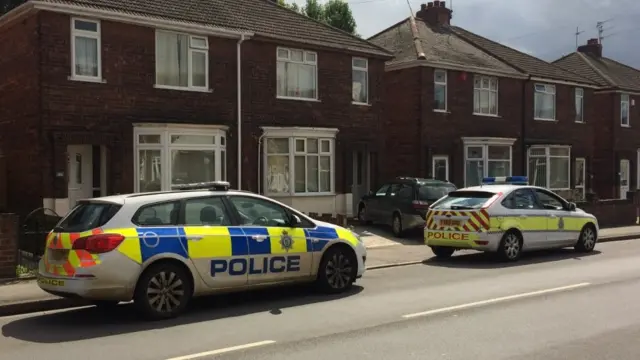 Police at scene of Gainsborough murder