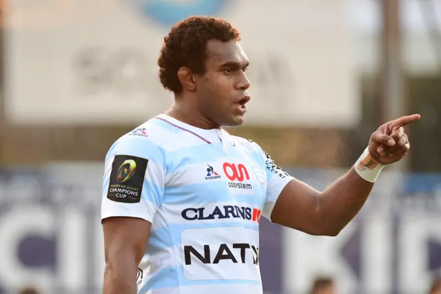 Leone Nakarawa makes a point during Racing's defeat by Glasgow