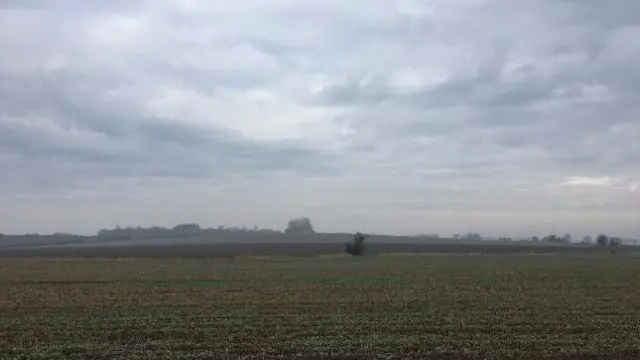 Cloudy skies over a field near Walton-on-the-Naze.