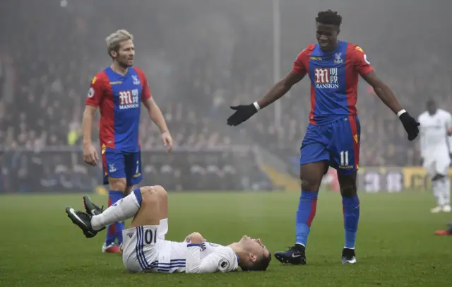 Zaha fouls Hazard