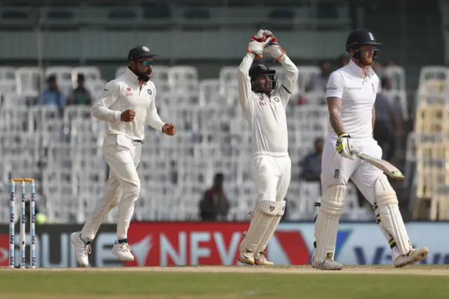 England's Ben Stokes loses his wicket