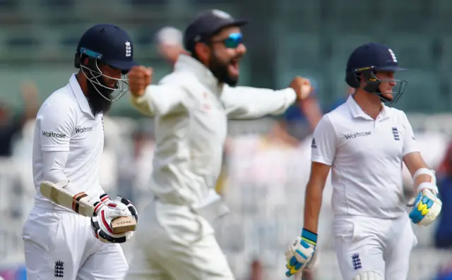 England's Moeen Ali is dismissed