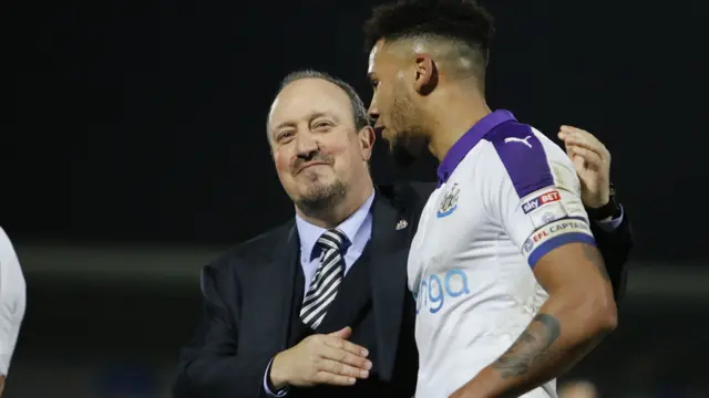 Newcastle United manager Rafa Benitez celebrates