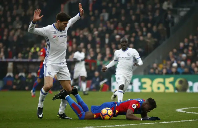 Alonso fouls Zaha