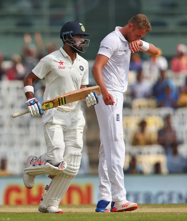 England's Stuart Broad and India's Rahul