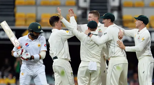 Australia celebrate a wicket