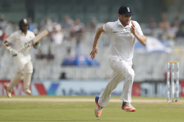 England's Liam Dawson gives chase