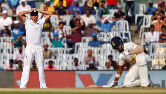 England's Alastair Cook looks dejected