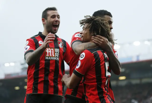 Nathan Ake celebrates