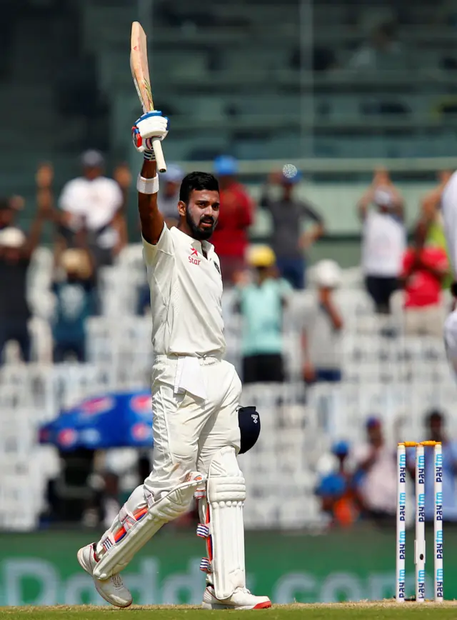 Rahul reaches his century