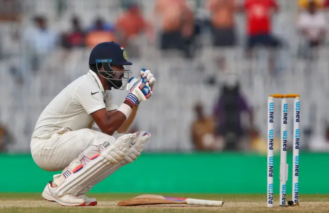 India's Rahul gets out for 199