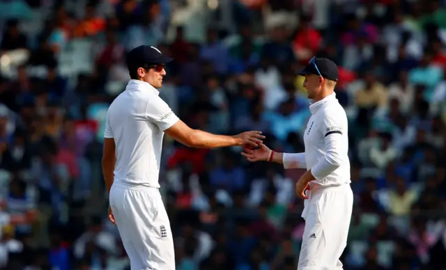 England's Alastair Cook and Joe Root