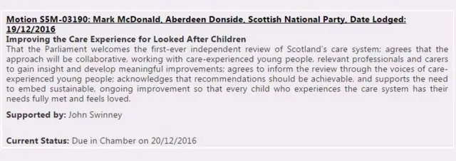 Improving the Care Experience for Looked After Children debate motion