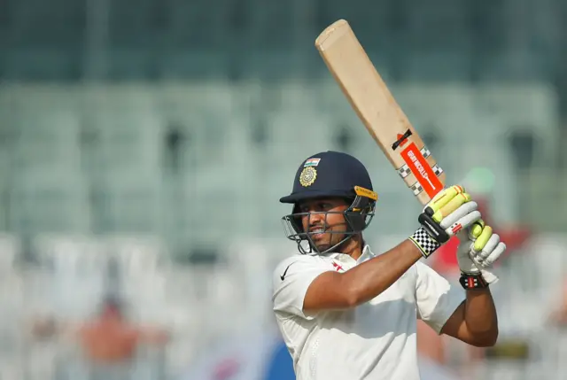 Karun Nair plays a shot