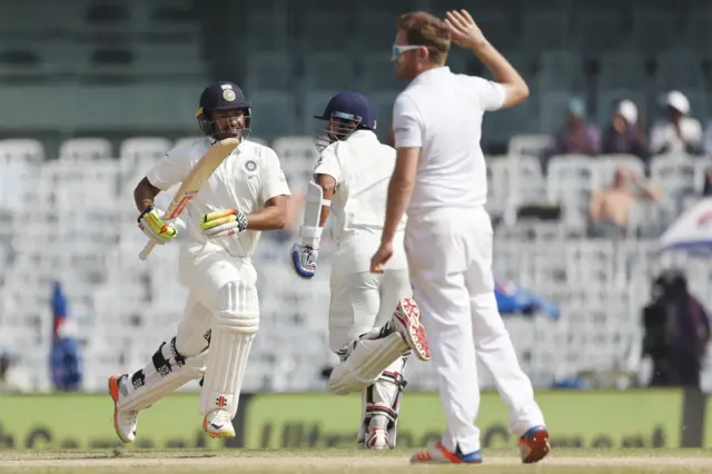 Karun Nair runs between the wickets