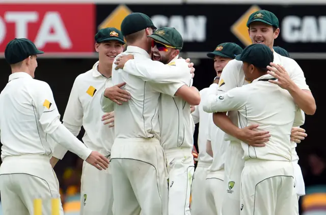 Australian players celebrate