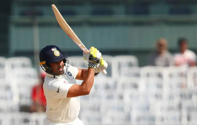 Karun Nair plays a shot