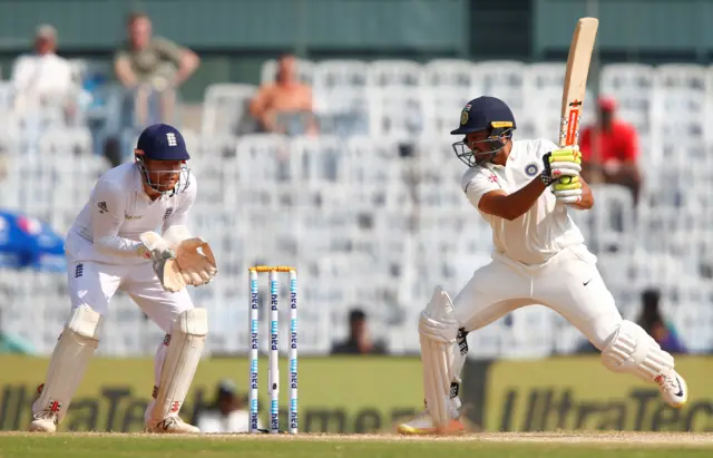 Karun Nair plays a shot