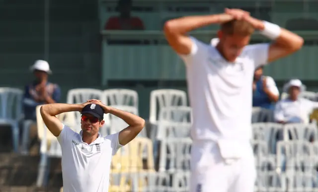 England captain Alastair Cook reacts