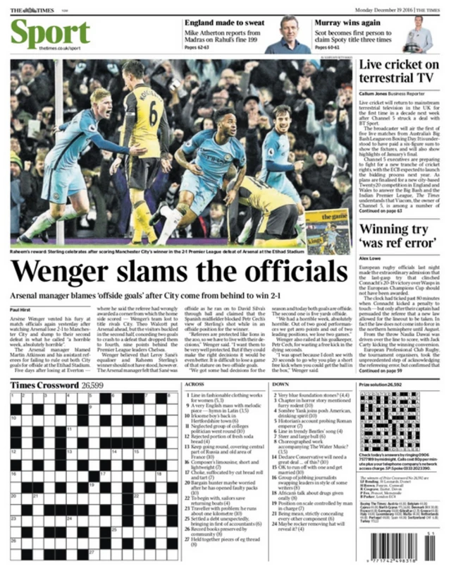 The Times back page