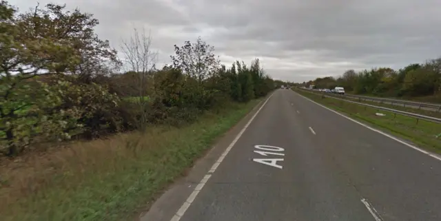 Southbound stretch of the A10 near Hoddesdon.