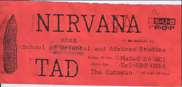 Nirvana 1989 ticket stub