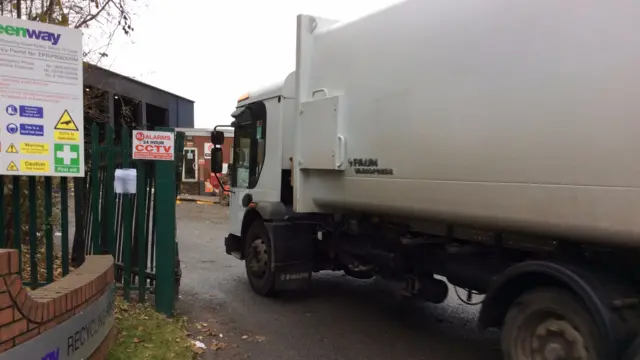 Lorry entering recycling centre