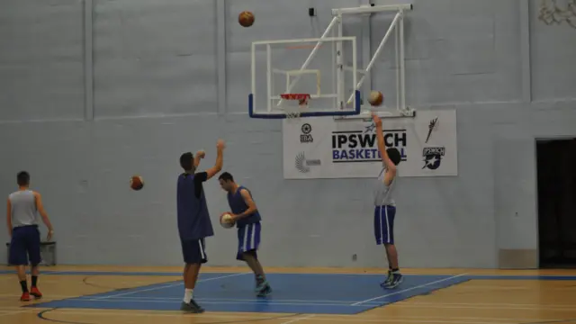 Ipswich's basketball players in training