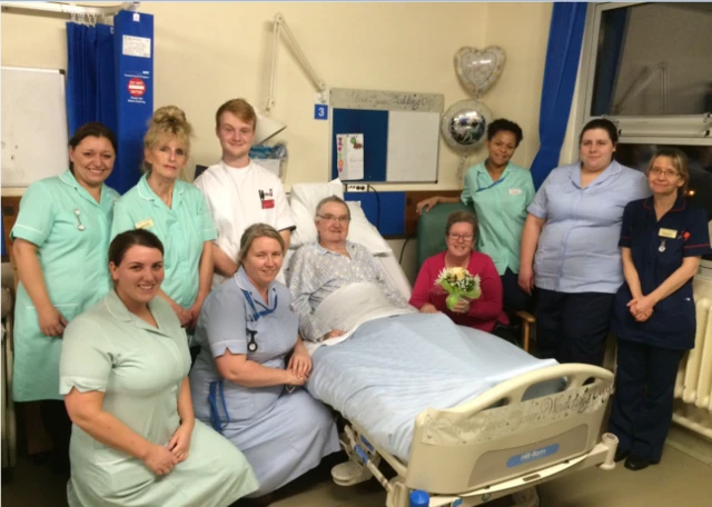 David Donaldson and Lorraine Davis with nurses and staff at the RSH